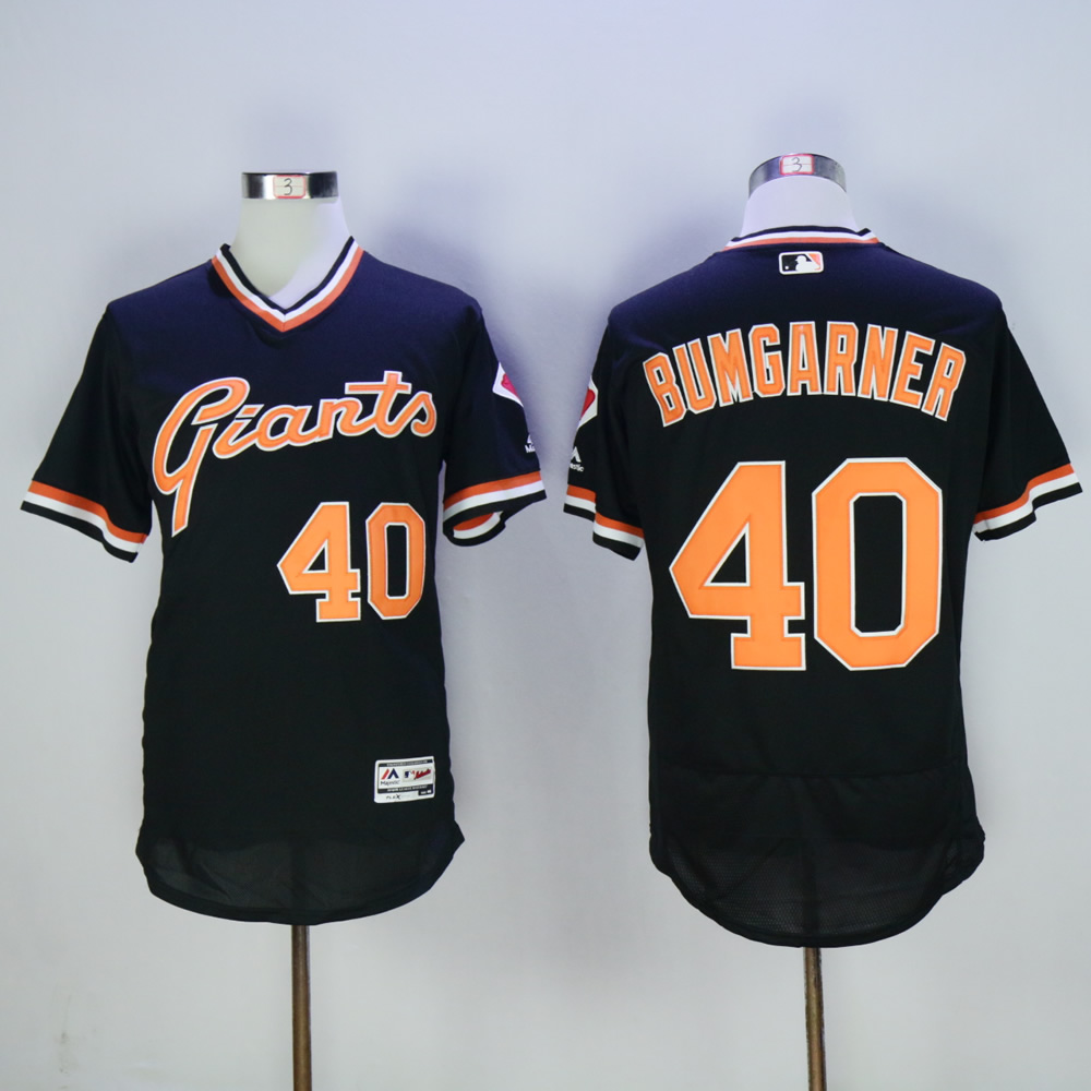 Men San Francisco Giants 40 Bumgarner Black Throwback MLB Jerseys